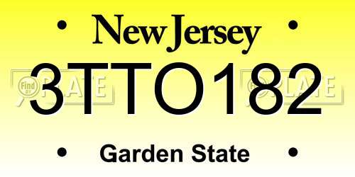 3TTO182 New Jersey License Plate