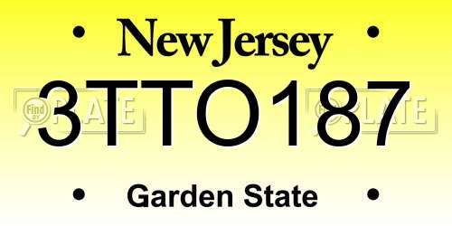 3TTO187 New Jersey License Plate