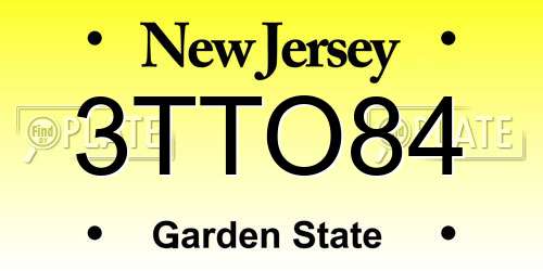 3TTO84 New Jersey License Plate