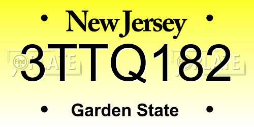 3TTQ182 New Jersey License Plate
