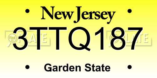 3TTQ187 New Jersey License Plate