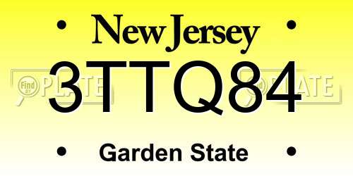 3TTQ84 New Jersey License Plate