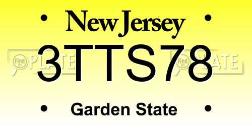 3TTS78 New Jersey License Plate