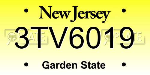 3TV6019 New Jersey License Plate