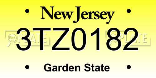 3TZ0182 New Jersey License Plate