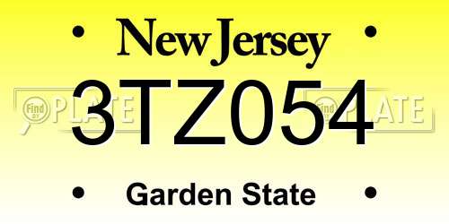 3TZ054 New Jersey License Plate