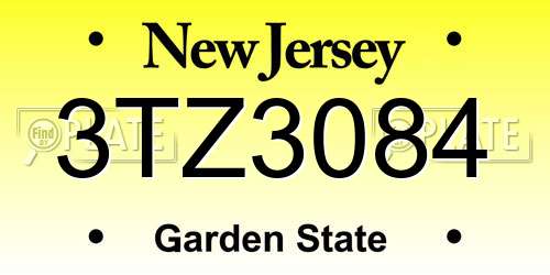 3TZ3084 New Jersey License Plate