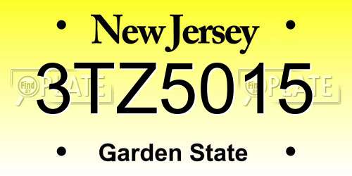 3TZ5015 New Jersey License Plate