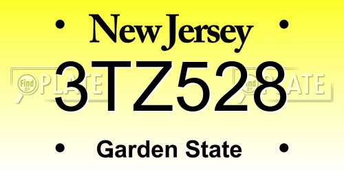 3TZ528 New Jersey License Plate