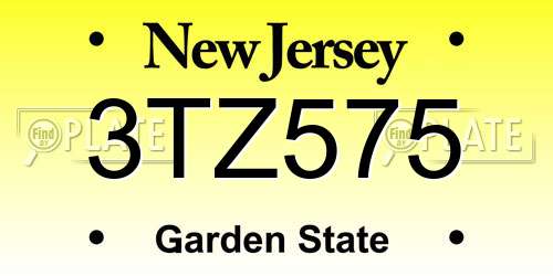 3TZ575 New Jersey License Plate