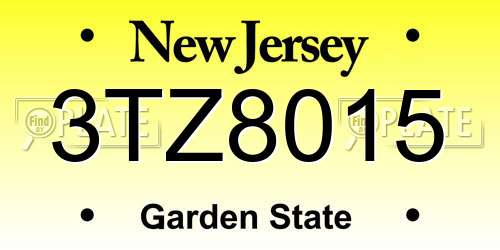 3TZ8015 New Jersey License Plate