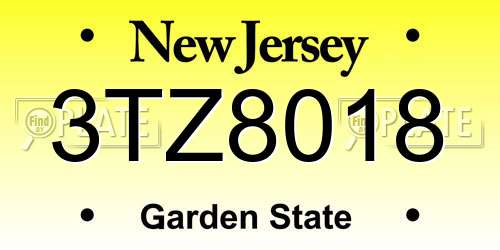 3TZ8018 New Jersey License Plate