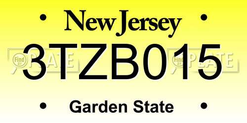 3TZB015 New Jersey License Plate