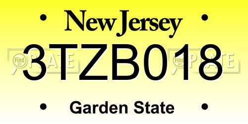 3TZB018 New Jersey License Plate