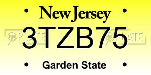 3TZB75 New Jersey License Plate