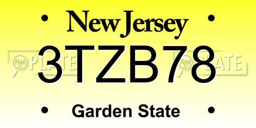 3TZB78 New Jersey License Plate