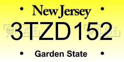 3TZD152 New Jersey License Plate