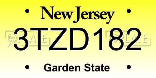 3TZD182 New Jersey License Plate