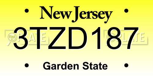 3TZD187 New Jersey License Plate