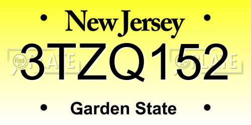 3TZQ152 New Jersey License Plate