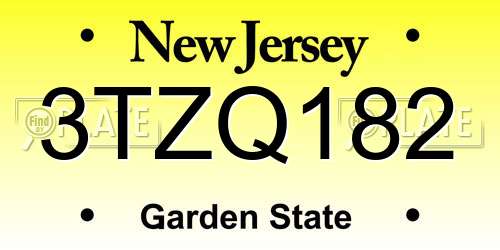 3TZQ182 New Jersey License Plate