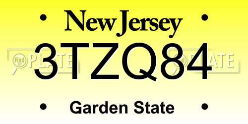 3TZQ84 New Jersey License Plate