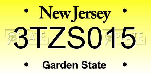 3TZS015 New Jersey License Plate