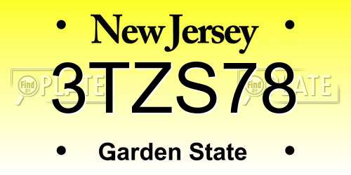 3TZS78 New Jersey License Plate