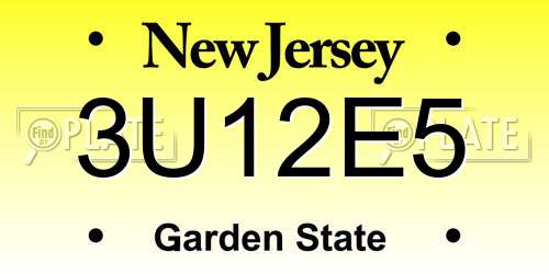 3U12E5 New Jersey License Plate