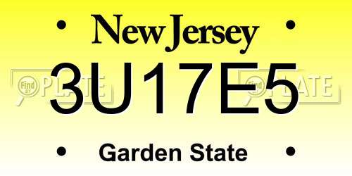 3U17E5 New Jersey License Plate
