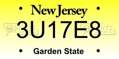 3U17E8 New Jersey License Plate