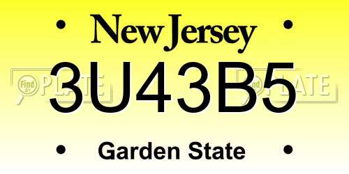 3U43B5 New Jersey License Plate