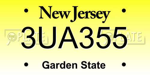 3UA355 New Jersey License Plate