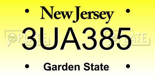 3UA385 New Jersey License Plate