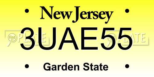 3UAE55 New Jersey License Plate