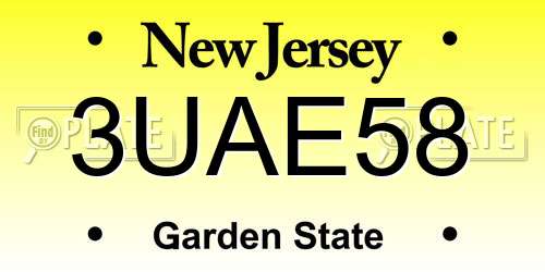 3UAE58 New Jersey License Plate
