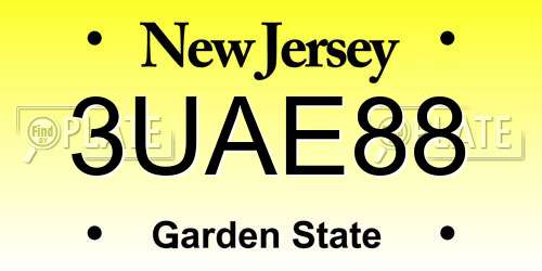 3UAE88 New Jersey License Plate