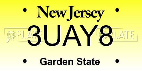 3UAY8 New Jersey License Plate
