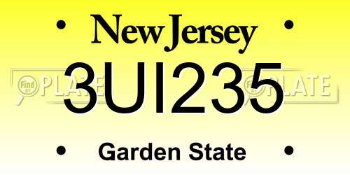3UI235 New Jersey License Plate