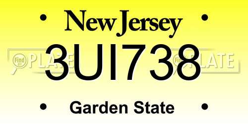 3UI738 New Jersey License Plate