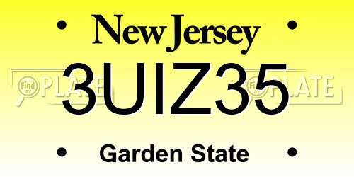 3UIZ35 New Jersey License Plate