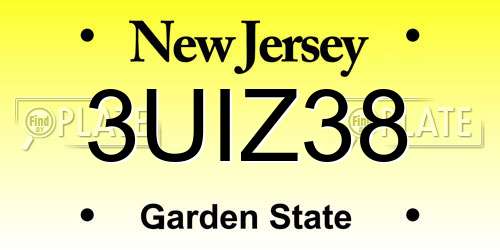 3UIZ38 New Jersey License Plate