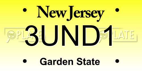 3UND1 New Jersey License Plate