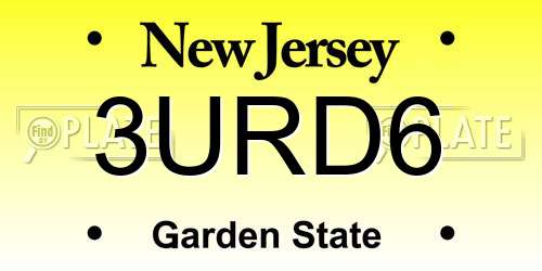 3URD6 New Jersey License Plate