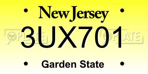 3UX701 New Jersey License Plate