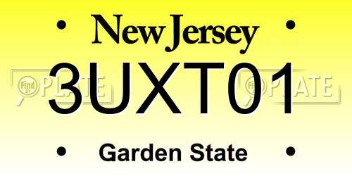 3UXT01 New Jersey License Plate