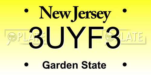 3UYF3 New Jersey License Plate