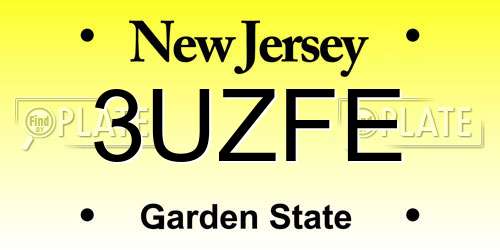 3UZFE New Jersey License Plate
