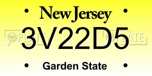 3V22D5 New Jersey License Plate