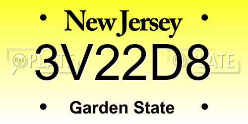3V22D8 New Jersey License Plate